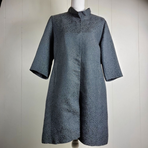 Eileen Fisher silk blend cheetah print  3/4 sleeve pea coat size medium - Picture 7 of 11